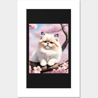 Persian cat in a cherry blossom tree - Modern digital art Posters and Art